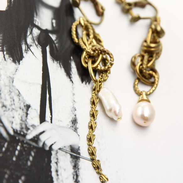 絕色黃銅系列- 淡水珍珠與黃銅 低奢耳飾AG FASHION 第1張的照片