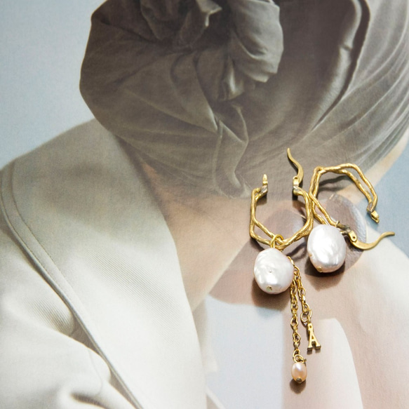 絕色黃銅 新銳設計師展售系列-天然珍珠耳飾AG FASHION 第1張的照片
