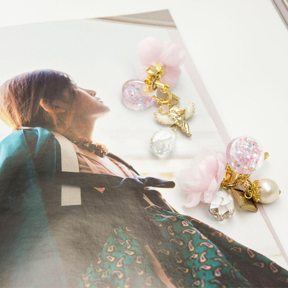 花。綻放系列--使用韓國黃銅工藝原料 天使愛夾式耳飾 AG FASHION 第5張的照片