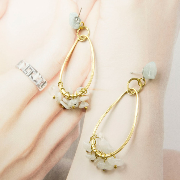 Stunning Brass Accessory Series -  Aquamarine, Moonstone 316 3枚目の画像