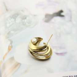 絕色黃銅 新銳設計師展售系列-  淡水珍珠蘇聯鑽與黃銅 溫潤耳飾AG FASHION 第4張的照片