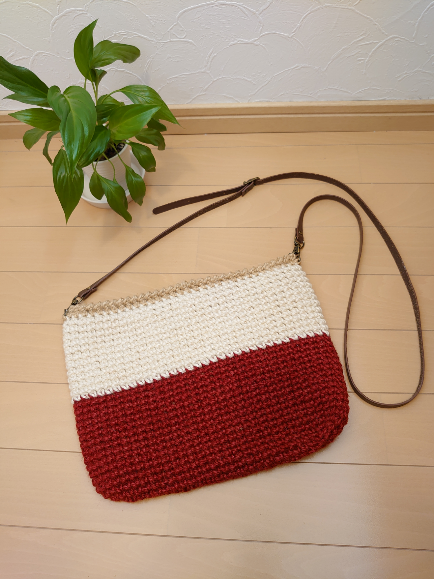 麻ひも サコッシュ レッド