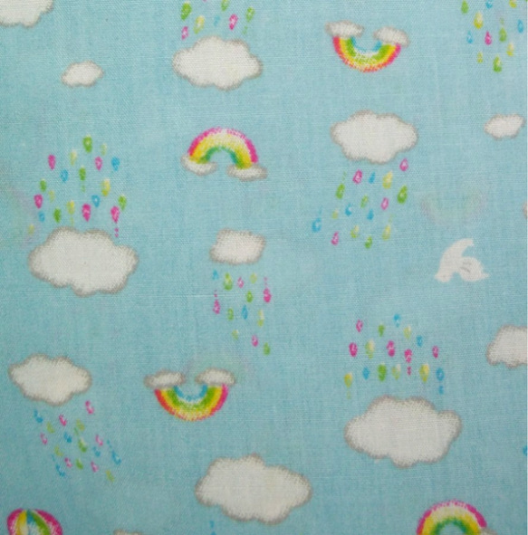 【サイズ選べます】11㎝サイズ～30㎝サイズ　　雨の恵み(水色)　虹　みつろうラップ　蜜蝋ラップ　ミツロウラップ　 1枚目の画像