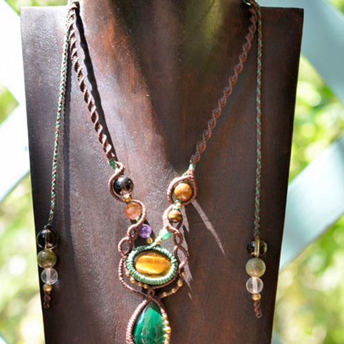 マラカイト＆タイガーアイ マクラメネックレス ネックレス・ペンダント