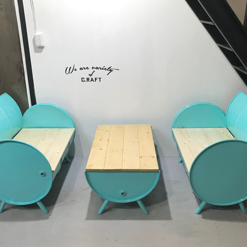 送料無料】［セット価格］ドラム缶リメイク テーブル&ソファ