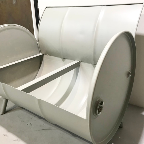 新色アメリカンサフグレー］ドラム缶リメイク ソファ ベンチ