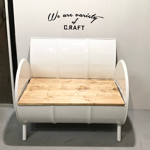 新色ホワイト］ドラム缶 リメイク ソファ ベンチ アメリカン ソファ