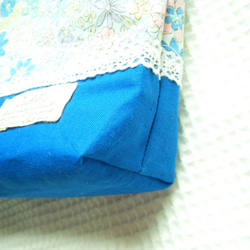 ブルー花柄　ミニトートバッグ 2枚目の画像