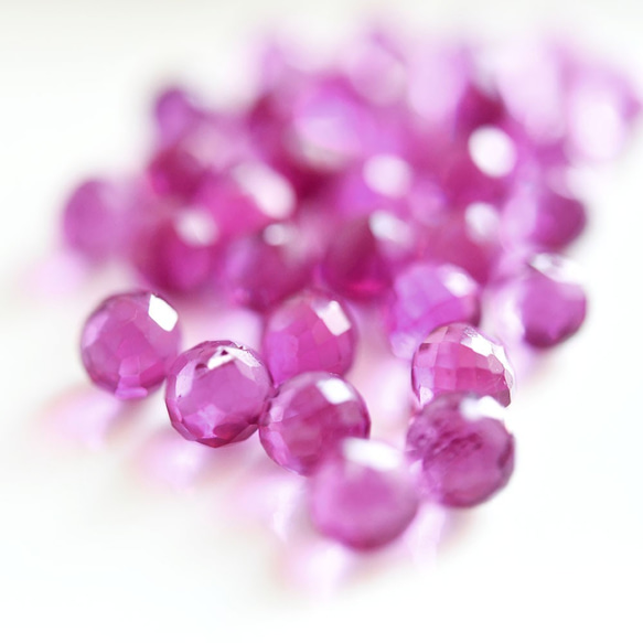 宝石質 オニオンブリオレットカット パープルピンク色石英/クォーツ （2粒)6.5～7mm 205 3枚目の画像