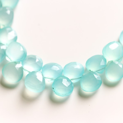 ブルーカルセドニーカクカクハート♡♡No.1969 ハート形ブルー