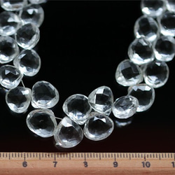 宝石質  マロン（ハート）ブリオレットカット　クォーツ/クリスタル（白水晶）（2粒)8.5～10mm 3枚目の画像
