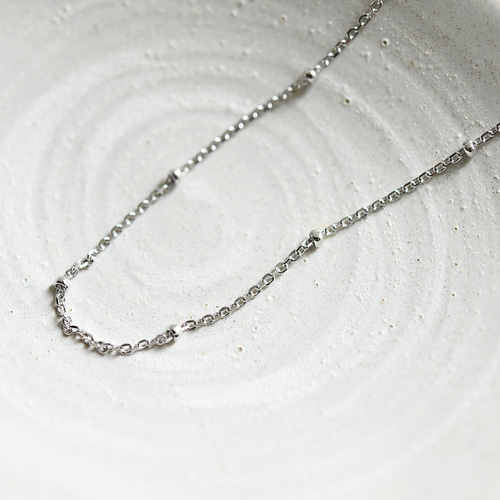 シルバー925 ロジウムコーティング ボールチェーン デザインチェーン