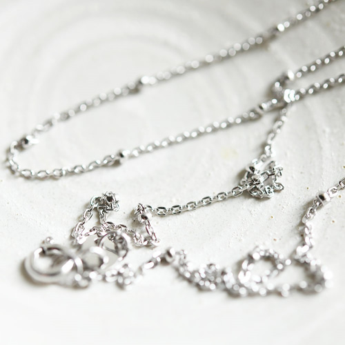 シルバー925 ロジウムコーティング ボールチェーン デザインチェーン