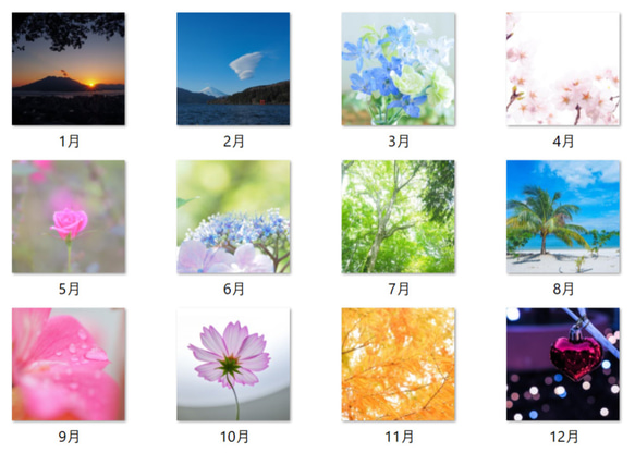 オリジナル風景花写真 卓上カレンダー2024Ｃ ポストカードサイズ 4月始まり 月曜始まりも可 2枚目の画像