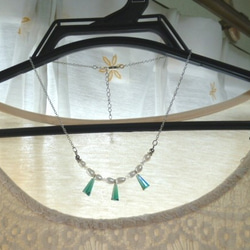 セール♥淡水パールとカットガラスのネックレス 3枚目の画像