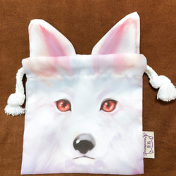 拉耳朵動物造型束口袋 影劇系列 - 白狼 第1張的照片