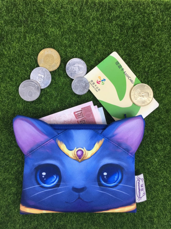 (已售完)藍貓耳朵拉鍊零錢包 第3張的照片