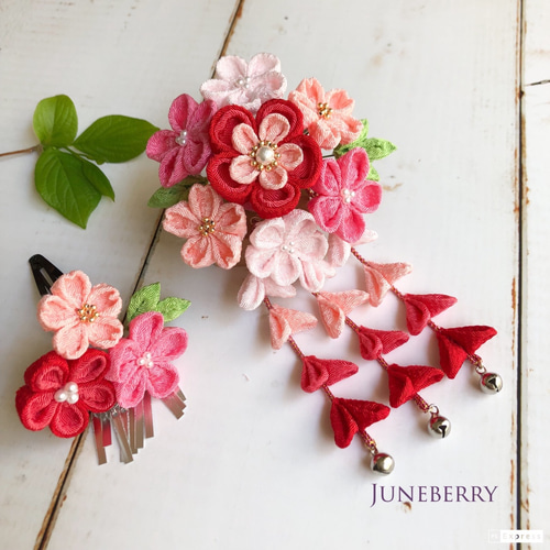 Y様オーダー品(つまみ細工の髪飾り 桜 2点セット) その他ヘア