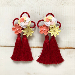 豪華なつまみ細工被布飾り　３才被布セット 3歳 被布着物セット つまみ細工の被布かざり 3歳被布着物セットつまみ