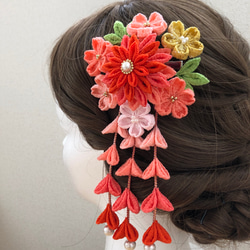 七五三/成人式の髪飾り　ダリアと桜の2点セット　 3枚目の画像