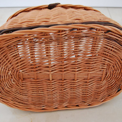 ラタンバスケット ハンドル付き * Vintage wicker willow basket 2枚目の画像