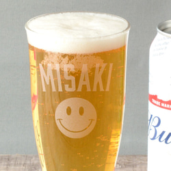 《送料無料》名入れ スマイル ニコちゃん ビール グラス 300ml /n77 3枚目の画像