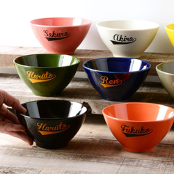 《送料無料》名入れ カラー レタリング　シンプル ごはん茶碗 Mサイズ　メンズ用　8color/n222 2枚目の画像