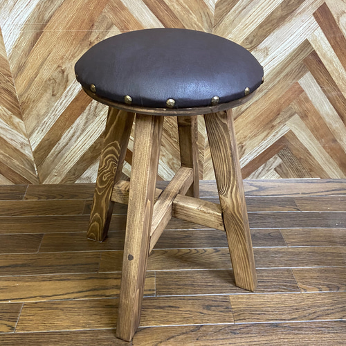 ほぞ組】木製スツール 高さ40cm 丸椅子 stool 猫犬 椅子