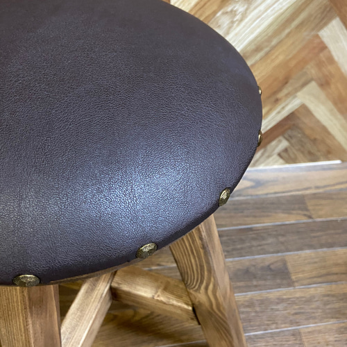 アンティーク調フェイクレザースツール45cm 椅子（チェアー