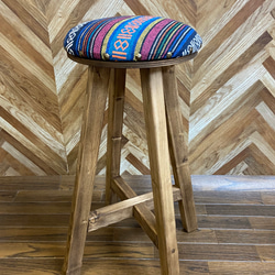 アンティーク調キッチンスツール フェイクレザーブラウン 椅子