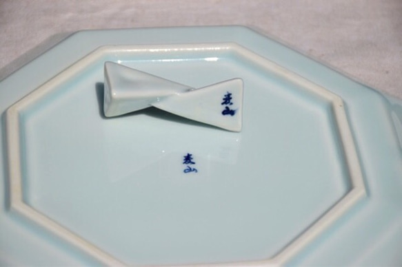 【setomono 藍白色】八角皿 箸置きセット 2枚目の画像