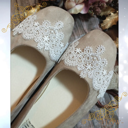 début価格♡お値下げ中【22.5〜25cm】PRINCESS lace（White）ぺたんこ靴 8枚目の画像