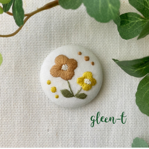レトロ風花柄刺繍ブローチ(ヘアゴム可) ブローチ gleen-t 通販