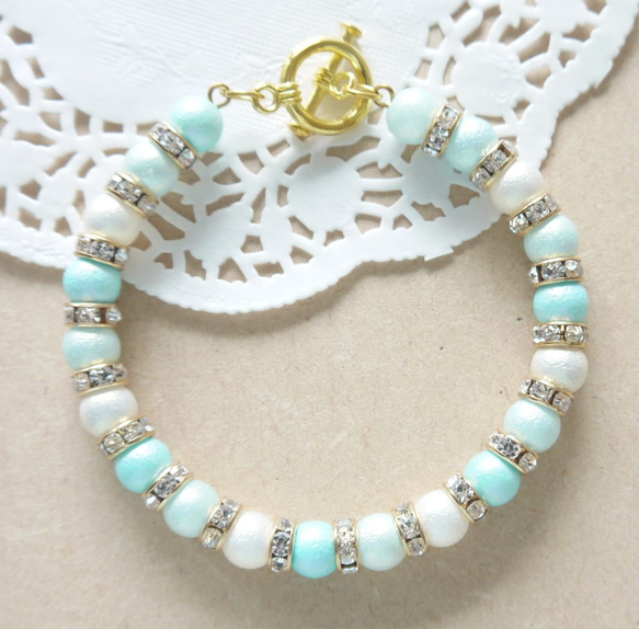 蔚藍海岸-棉花珍珠手鍊 第2張的照片
