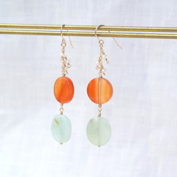 Carnelian×Blue Opal×Freshwater pearl　pierced earrings 3枚目の画像