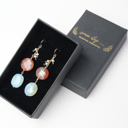 Carnelian×Blue Opal×Freshwater pearl　pierced earrings 5枚目の画像