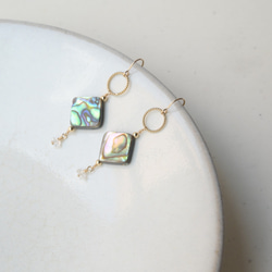 Abalone shell×Herkimer diamond　pierced earrings 1枚目の画像