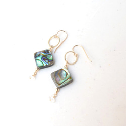 Abalone shell×Herkimer diamond　pierced earrings 2枚目の画像