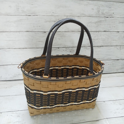 再販】大きめサイズのクラフトかごバッグ（L）クラフト