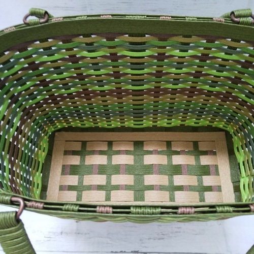 グリーンミックスカラーのかごバッグ（ML） かごバッグ kagibari-emi