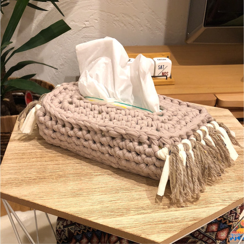 ティッシュカバー Tシャツヤーン ズパゲッティ