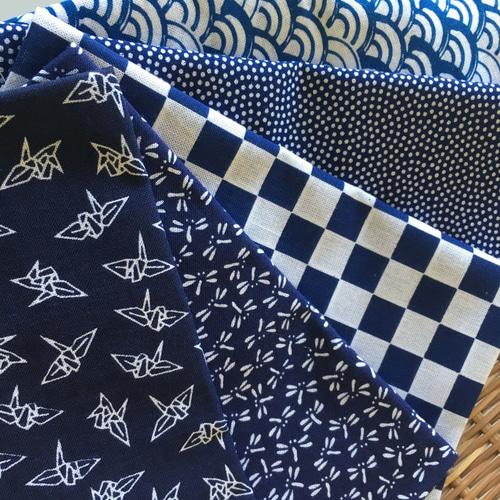 手ぬぐい 5枚セット ブルーセット 伝統柄 和柄 日本製 生地 Atelier