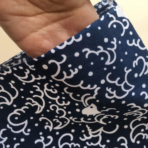 手ぬぐい生地 9m 反物 縁起柄 小紋【波千鳥】綿100% 日本製