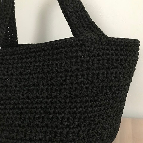 丸形トート 模様編み《 ダークグレーのみ 》手編みバッグ ショルダー
