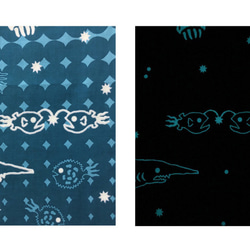 光る☆深海てぬぐい（ブラック）デメニギス・ミツクリザメ・ フサアンコウ【ninokumo - ニノクモ - 布雲】 4枚目の画像