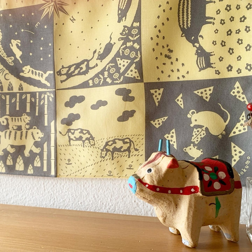 干支ハンカチ（イエロー）子丑寅卯辰巳午未申酉戌亥【ninokumo