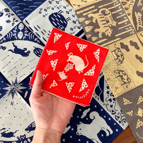 干支ハンカチ（イエロー）子丑寅卯辰巳午未申酉戌亥【ninokumo