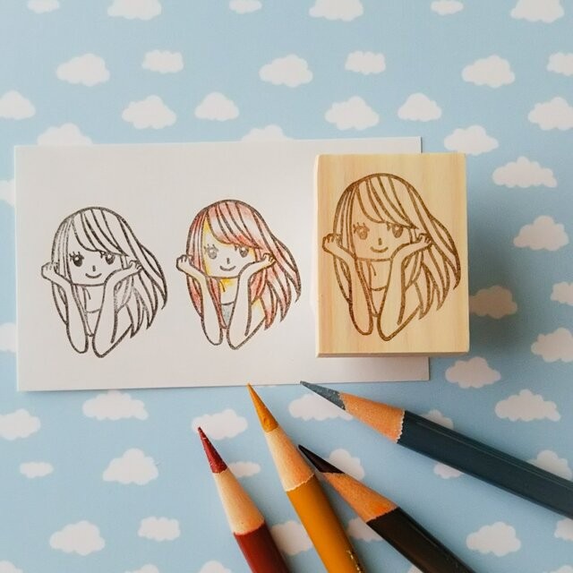 消しゴムはんこ。女子はんこ
