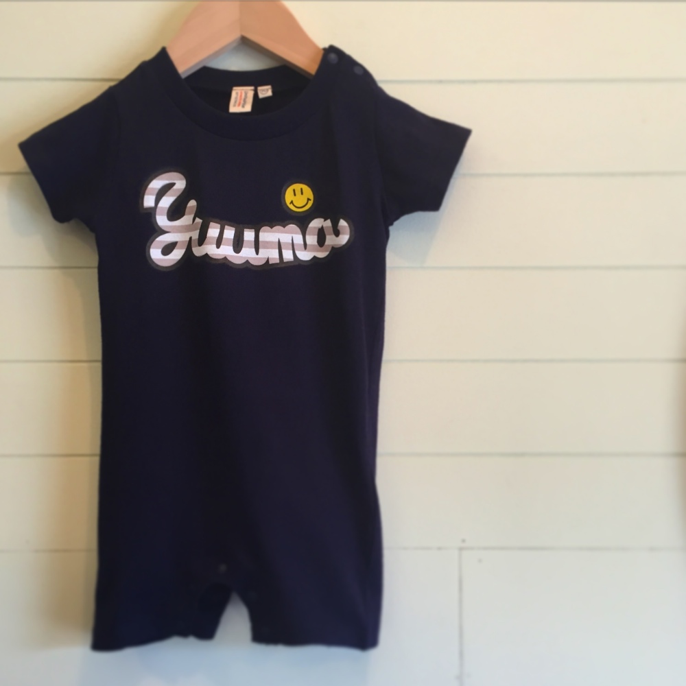 ネームオーダーロンパース - Gray Border／ネイビー