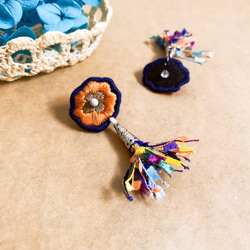 |茷|手刺繍花のイヤリング-放浪トルコ 3枚目の画像